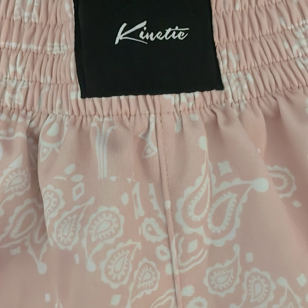 Kinetic Kings Pastel Pink Paisley Women’s Boxing Shorts - Picture 3 of 4